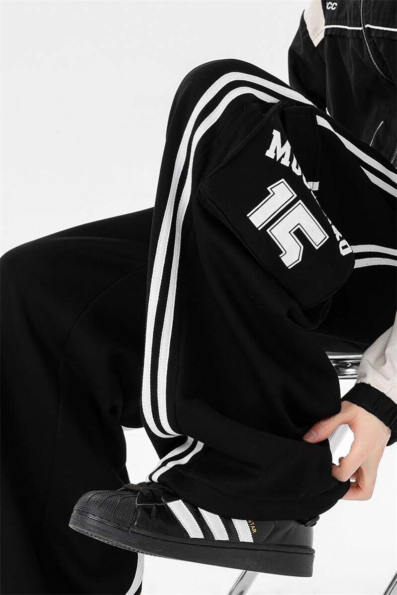 8XL-M美式条纹工装裤休闲裤男宽松直通阔腿加绒裤子K9123P78控98,男装休闲裤,电商D206-1