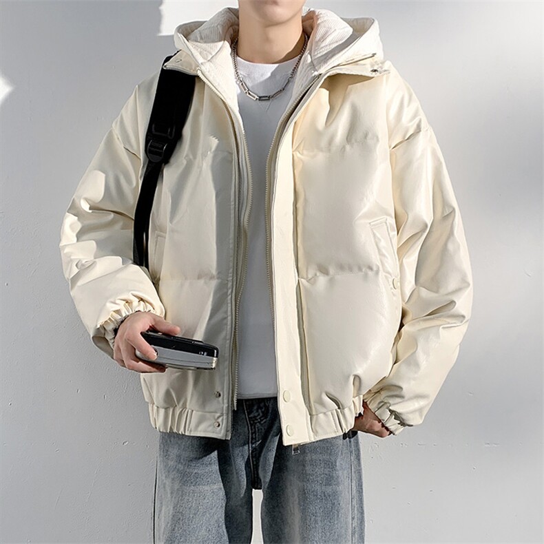 现货假两件pu皮衣棉服外套男冬季新款加厚美式高街棉衣M106-P120,男装皮衣,星座308B-2