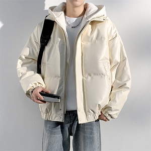现货 假两件pu皮衣棉服外套男冬季新款加厚美式高街棉衣M106-P120图片