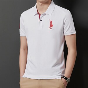 夏季新款男士翻领短袖t恤中年有领男装上衣服休闲POLO衫图片