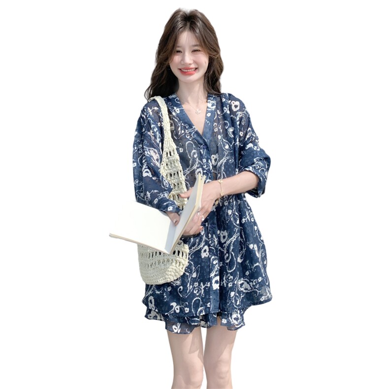 现货-放心上好卖-款印花防晒衬衣＋短裤套装1915-P145-K208,女装套装/套裙,2C168