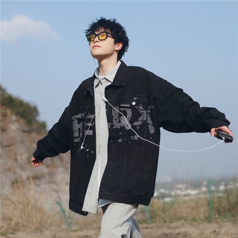 美式牛仔外套男士春秋季新款潮牌宽松印花男生A3788P58,男装夹克,星座1116-2