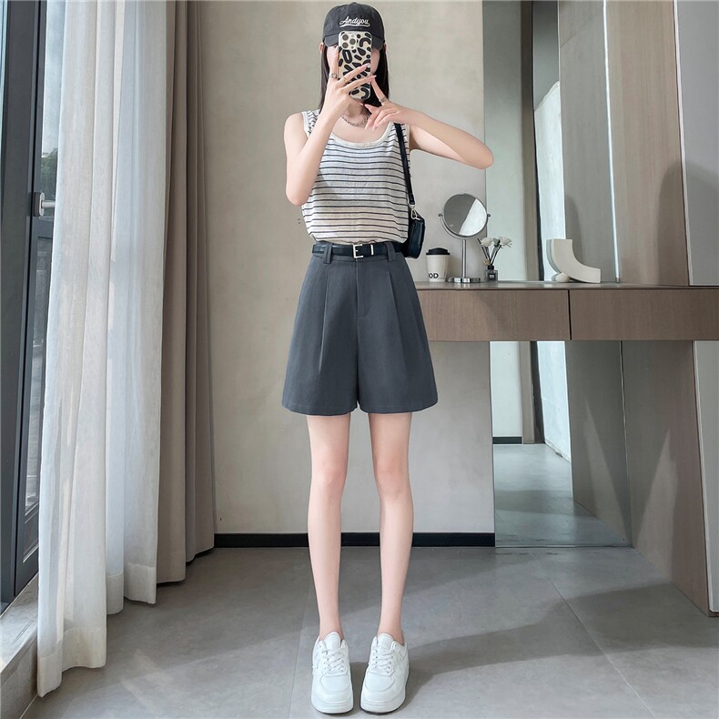棉麻工装短裤女夏季薄款高腰韩版宽松休闲阔腿裤小个子时尚热裤潮,女装短裤/热裤,梦白服饰厂