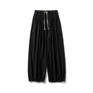 白底平铺 夏季大码日系风亚麻休闲裤特宽直筒阔腿裤 K303/P75图片