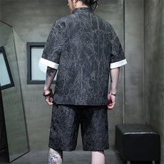 2025夏季新款风男装新中式盘扣肌理感套装短袖+短裤A98-P105，男装休闲套装，电商B277(原6028)