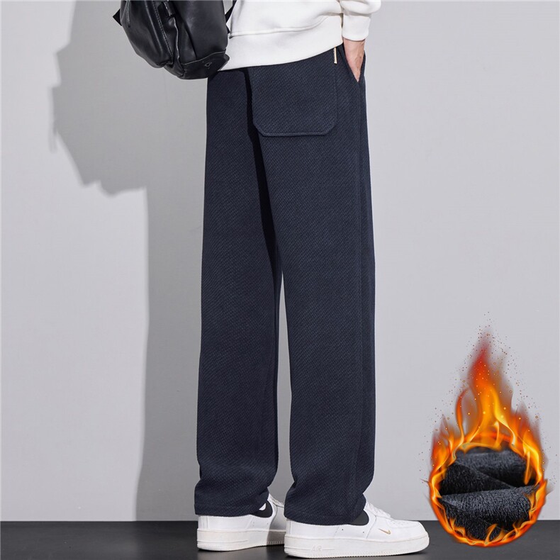 2026秋冬加绒加厚男士提花针织款式阔腿裤休闲棉裤男长裤现货外贸，男装棉裤，星座224-3