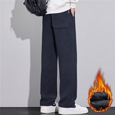2026秋冬加绒加厚男士提花针织款式阔腿裤休闲棉裤男长裤现货外贸，男装棉裤，星座224-3