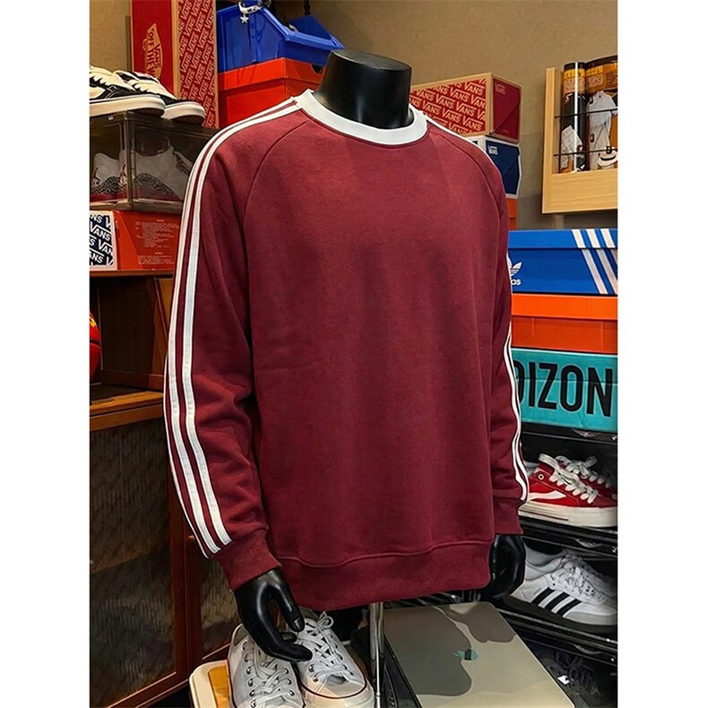 高品质春装新款男女美式高街结构三条杠百搭宽松纯色圆领卫衣CM05,男装卫衣,电商A486