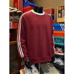 高品质春装新款男女美式高街结构三条杠百搭宽松纯色圆领卫衣CM05图片