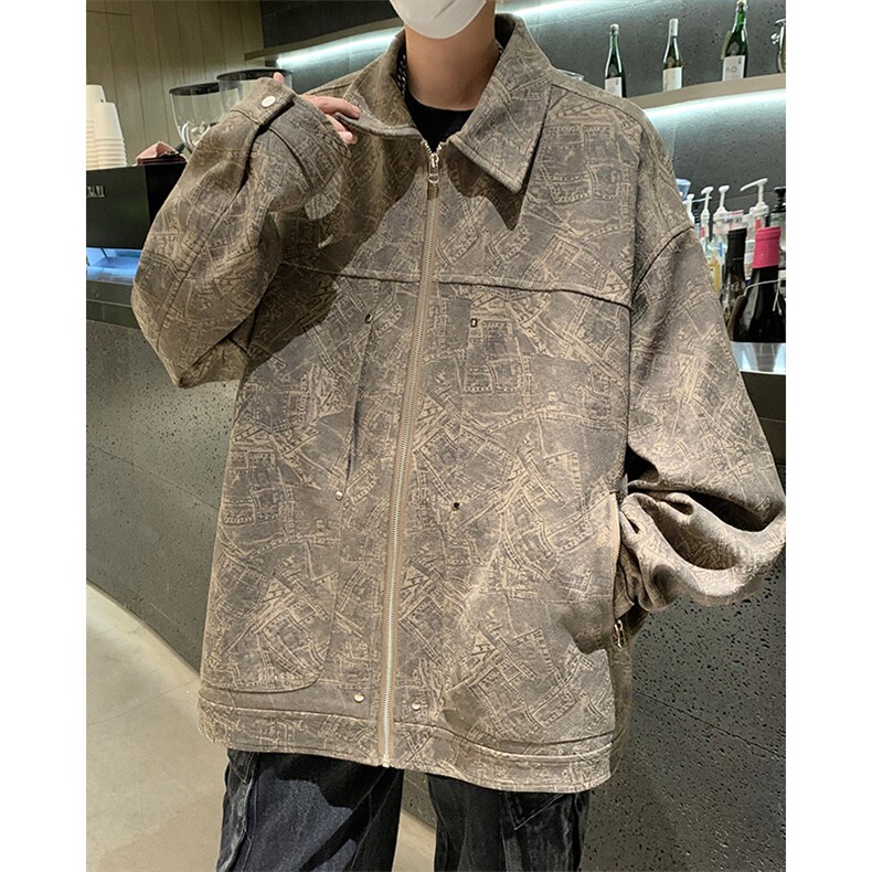 潮牌美式铆钉夹克秋款仿麂皮工装美拉德夹克外套504-W29-P75,男装夹克,星座504