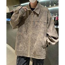 潮牌美式铆钉夹克秋款仿麂皮工装美拉德夹克外套504-W29-P75，男装夹克，星座504