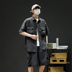 短袖衬衫男新款夏季薄款透气搭配一套短裤宽松翻领衬衣TZ076-P88，男装牛仔裤，星座308B-2