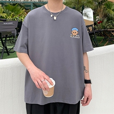 2023港风文艺刺绣T恤男春夏宽松潮流五分袖短袖，男装T恤，星座716-4