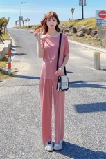 【现货】2021夏装新款短袖T恤长裤套装166-1016*P38黑色，女装T恤，茜茜公主