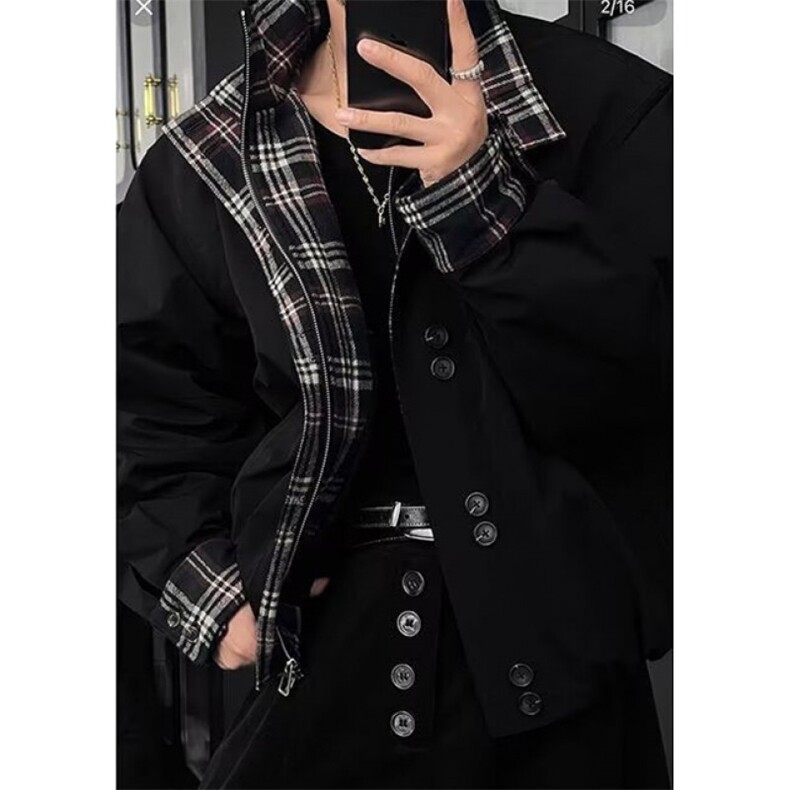 假两件复古翻领夹克男春秋痞帅外套休闲宽松棒球服JT175,男装夹克,星座1116A（原606A-3）