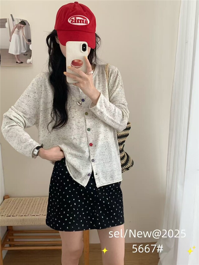 2025百搭时尚简约开衫款彩色扣，女装针织衫/毛衣，羿纯羊绒高端店