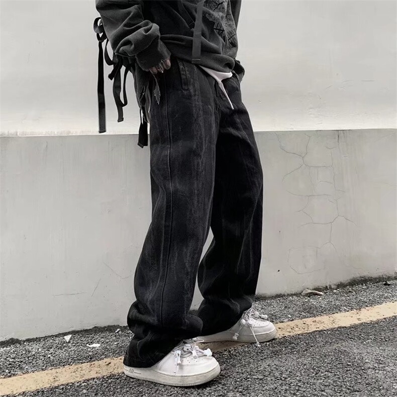 牛仔裤男直筒宽松潮牌阔腿休闲学生拖地百搭潮流高街长裤N032-P40图片