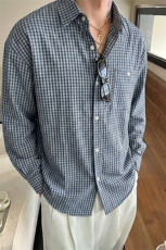2026春季美式长袖格子衬衫拼接miu系穿搭衬衣男C64134-TP4588，男装衬衫，电商A102