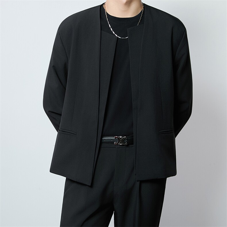 1506-1/GW390/P60春季禁欲系小众结构感小西装男无扣极简,男装西服套装,星座1506A