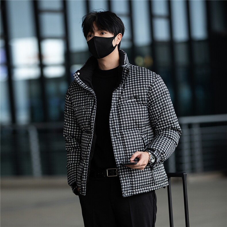 标50绒主推街拍男士格子立领羽绒服外套2503-P195(控券后288)，男装羽绒服，电商B328