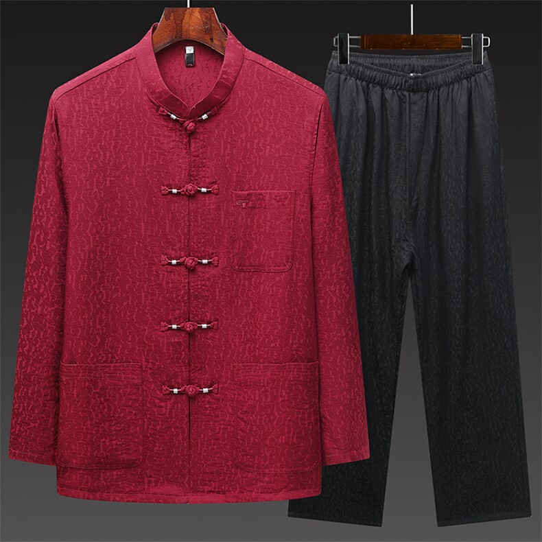 春秋新款风唐装中老年套装盘扣民族服衬衫2007-2P140，男装民族服装，星座1105-3