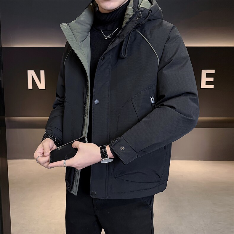 M-4XLB3533725P235黑色连帽羽绒男士冲锋衣【308】,男装夹克,电商B353