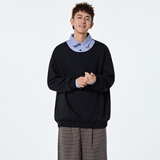 秋季现货假俩件宽松衬衫领套头卫衣男DSA157B-W6712-特P43，男装卫衣，电商A157B