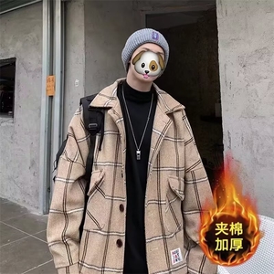 男生早秋穿搭小香风外套高级感格子翻领潮牌衬衫痞帅宽松百搭夹克图片