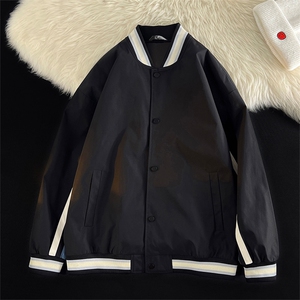港风毛毯小牛津上衣夹克宽松落肩拼色棒球服外套JK701-P65图片