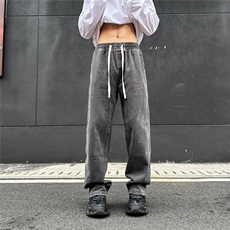 潮牌情侣复古直筒长裤美式休闲宽松百搭阔腿牛仔裤，男装牛仔裤，星座302A-2