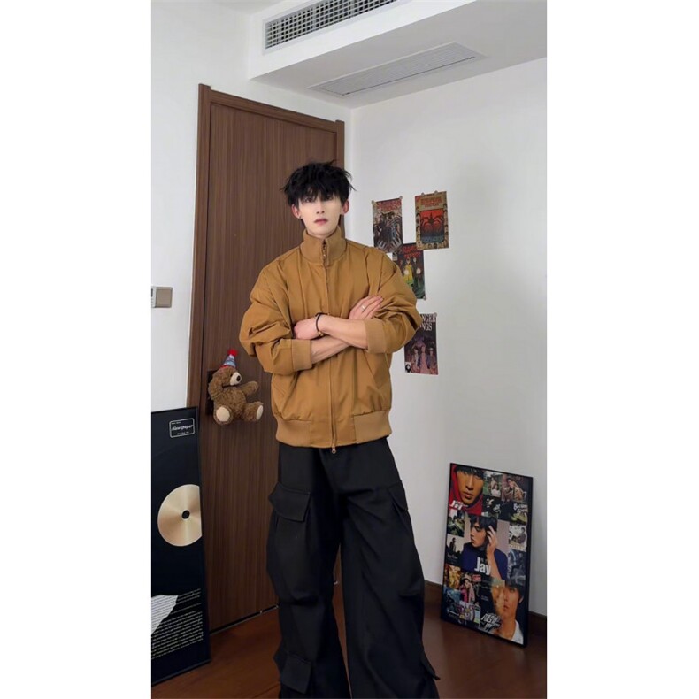 美式飞行服立领夹克男款痞帅短款外套棒球服潮504-W680-特P60控98,男装夹克,星座504