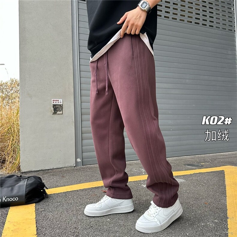 加绒加厚垂感休闲弯刀裤男宽松卫裤运动长裤A329-JK02-P70,男装休闲裤,电商A329