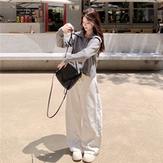 慵懒风双拉链海军领针织开衫女秋冬新款韩系宽松减龄短款毛衣外套，女装针织衫/毛衣，水衣源