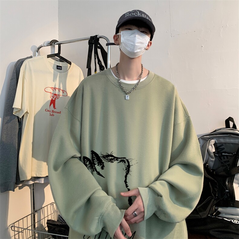 ！圆领卫衣男装港风长袖T恤男外套男WY159-P28,男装卫衣,电商B367