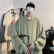 ！圆领卫衣男装港风长袖T恤男外套男WY159-P28，男装卫衣，电商B367