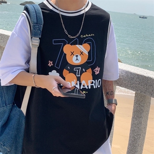 ins假两件拼接卡通印花短袖t恤男韩版夏季帅气体桖上衣
T324-P25图片