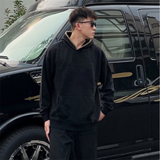 抖音得物高品质二开25秋冬美式重磅宽松纯色连帽贝壳刺绣卫衣W63，男装卫衣，电商A486