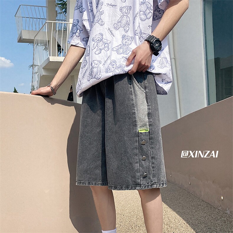 时尚夏季贴标排扣宽松大码牛仔短裤五分裤K3413B315P45控58,男装牛仔裤,电商B315