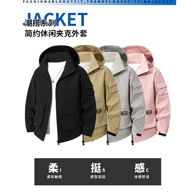 美式休闲宽松立体裁剪冲锋衣潮连帽夹克男大码工装外套JK2523-P80,男装夹克,星座610B-1