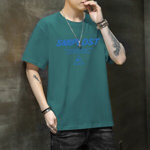 夏季新款2026男士字母印花短袖T恤潮学生班服夏天1210-2-DT33-P10，男装T恤，星座1816-2（原1210–2）