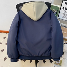 !潮流冬季连帽拉链加绒加厚棉衣情侣撞色棉服外套MY5567-P78，男装棉衣，星座610B-1