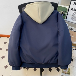 !潮流冬季连帽拉链加绒加厚棉衣情侣撞色棉服外套 MY5567-P78图片