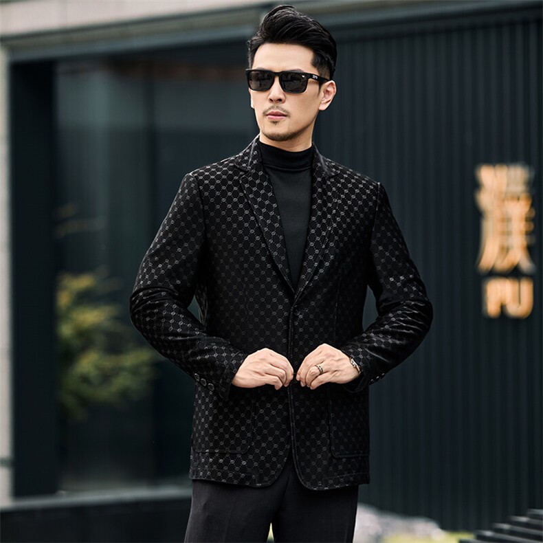 BG58006春秋新款男士海宁皮衣西服夹克绵羊皮真皮皮衣男西装,男装夹克,电商B360