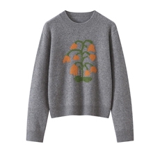 2025百搭时尚铃兰提花套衫大气时尚，女装针织衫/毛衣，铂欧羊绒