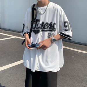 2025夏新款男潮流宽松胶印印花男士短袖t恤 T601 P35图片
