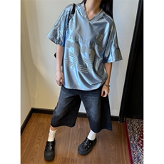 美式冰球服jerseyfit球衣运动缎面透气短袖T恤男女宽松上衣，男装T恤，星座506A