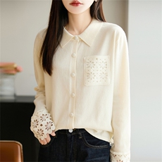 2025年秋季时尚百搭通勤简约休闲polo领针织衫，女装针织衫/毛衣，郡淞羊绒