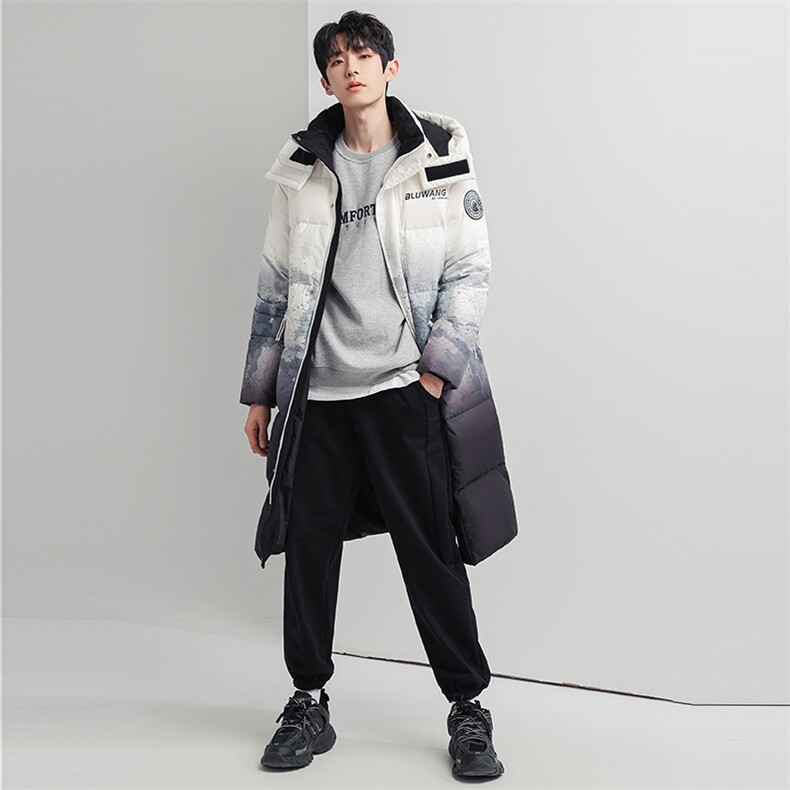 90绒长款连帽迷彩渐变色修身户外羽绒服情侣,男装羽绒服,星座301D-5(原星座1415）