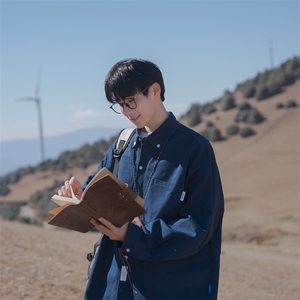 村色长袖衬衫春秋季日系全棉宽松潮流工装休闲B225-C6049-P65-X79图片