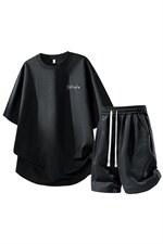 夏季美式潮牌发泡印花短袖T恤休闲短裤两件套装TZ888115特P45控88，男装牛仔裤，电商A309